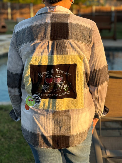 Wine and Friends The Older The Better Flannel Shirt