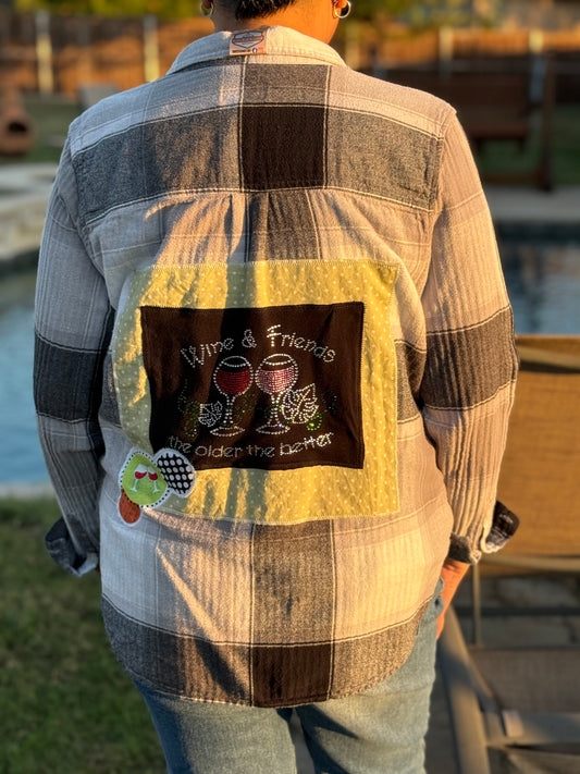 Wine and Friends The Older The Better Flannel Shirt