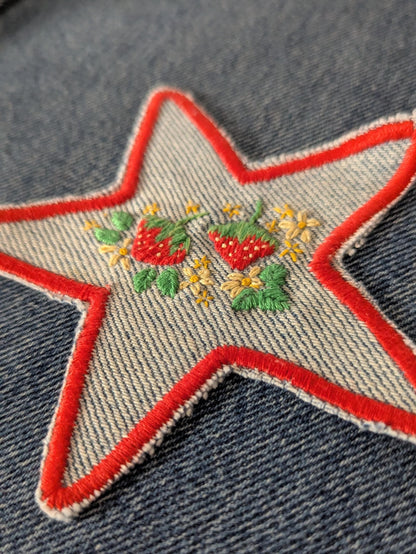 Embroidered Strawberry Star Patch