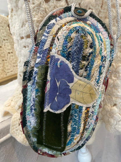 Blue Mosaic crossbody rope bag