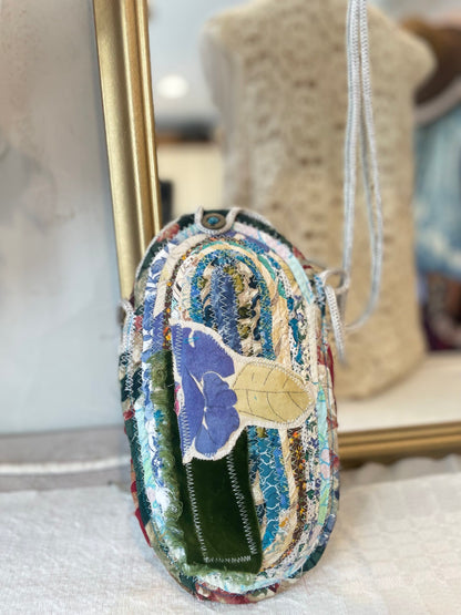 Blue Mosaic crossbody rope bag