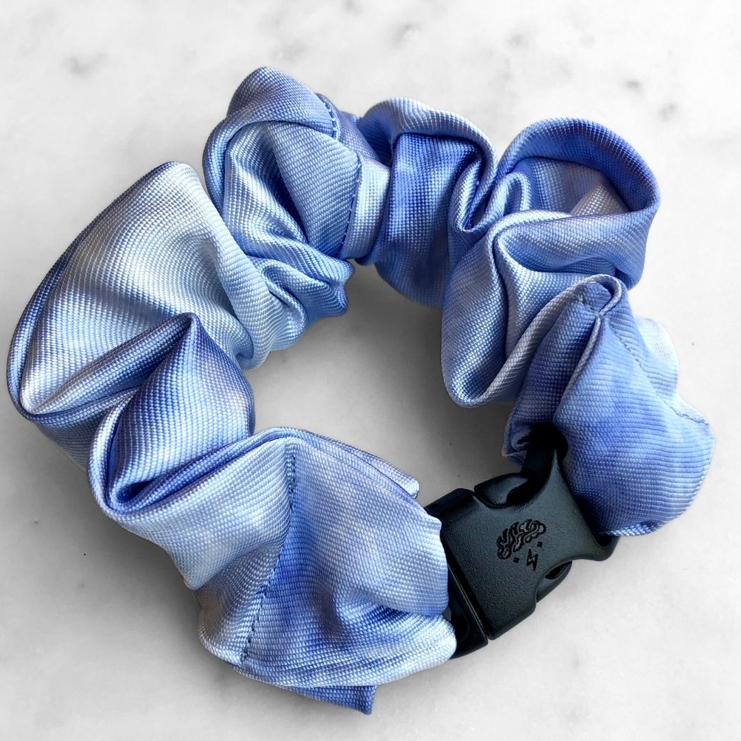 Cloudveil Blue Buckle Scrunchie - No Snagging, No Tangles