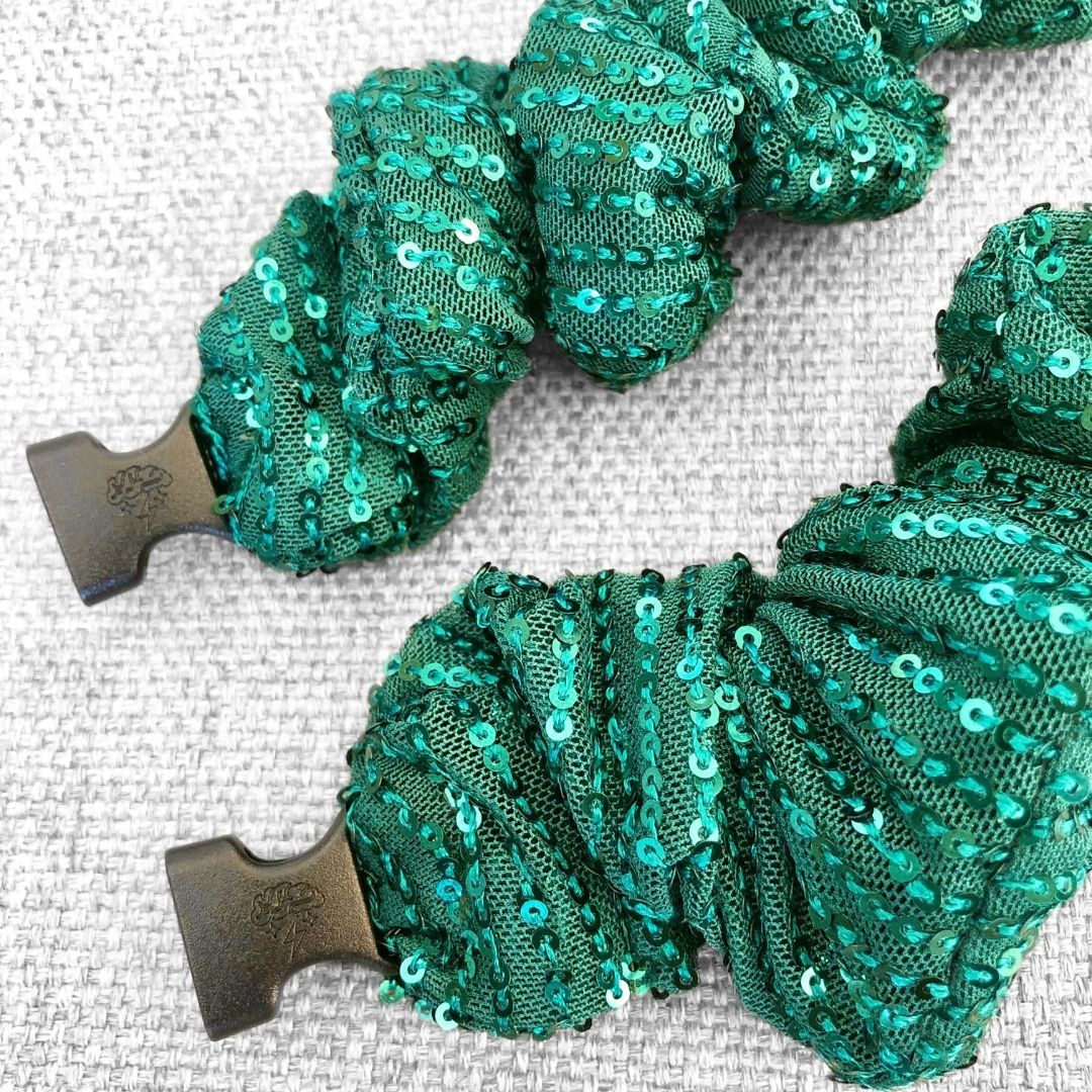 Evergreen Tinsel JUMBO Buckle Scrunchie - No Snagging, No Tangles