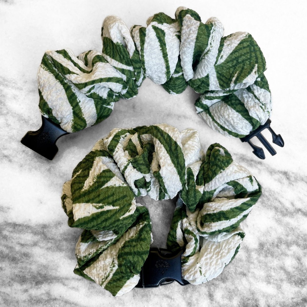 Leafy Green Buckle Scrunchie - No Snagging, No Tangles