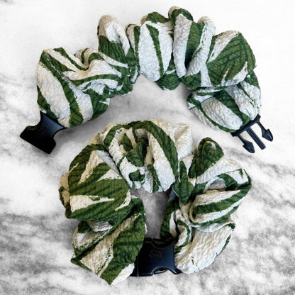 Leafy Green Buckle Scrunchie - No Snagging, No Tangles