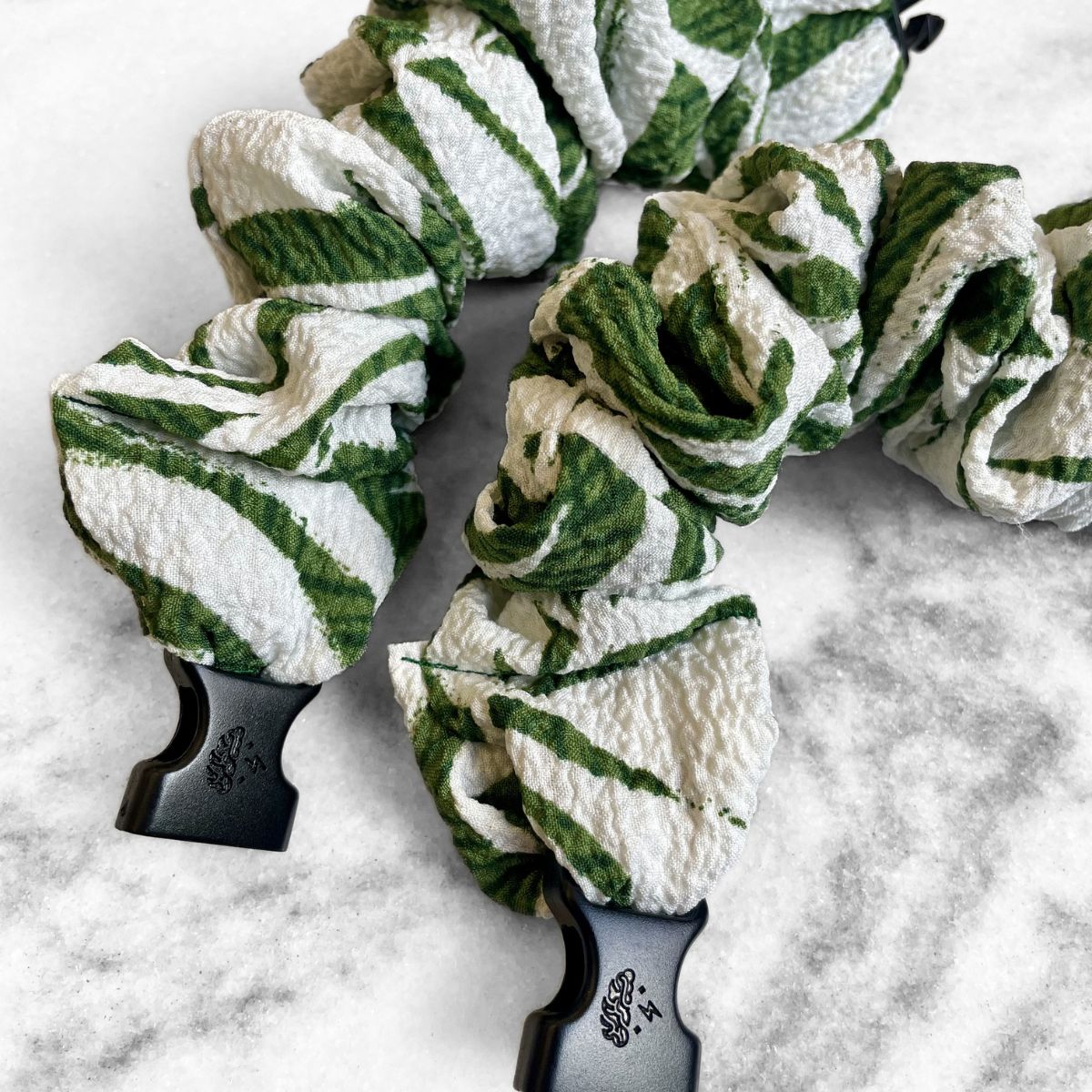 Leafy Green Buckle Scrunchie - No Snagging, No Tangles