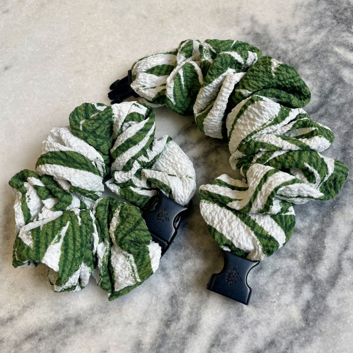 Leafy Green Buckle Scrunchie - No Snagging, No Tangles