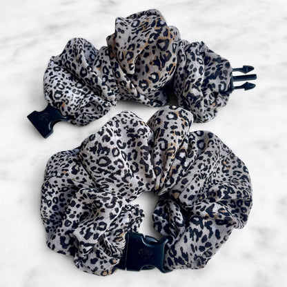 Sandy Leopard JUMBO Buckle Scrunchie - No Snagging, No Tangles