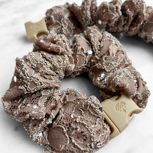 Praline Lace Buckle Scrunchie - No Snagging, No Tangles