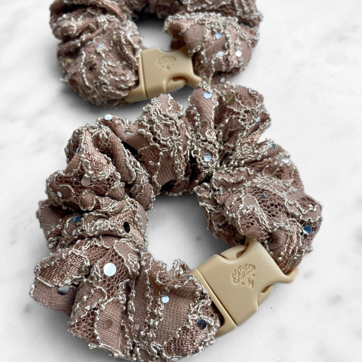 Praline Lace Buckle Scrunchie - No Snagging, No Tangles