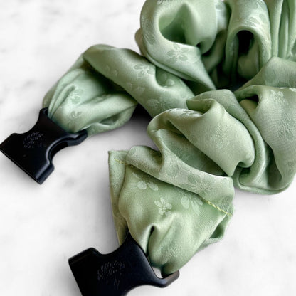 Petal Sage Floral Buckle Scrunchie - No Snagging, No Tangles