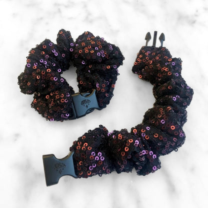 Punk Fuchsia Sequin Buckle Scrunchie - No Snagging, No Tangles
