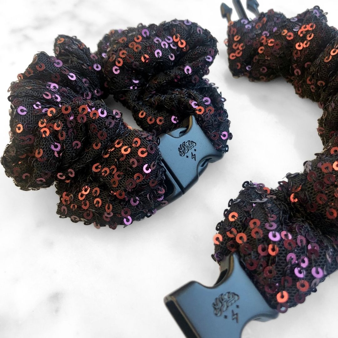 Punk Fuchsia Sequin Buckle Scrunchie - No Snagging, No Tangles
