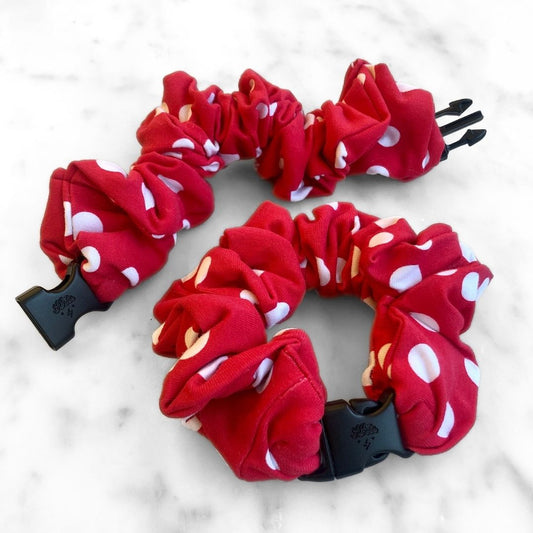 Retro Polka Dot Red Buckle Scrunchie - No Snagging, No Tangles