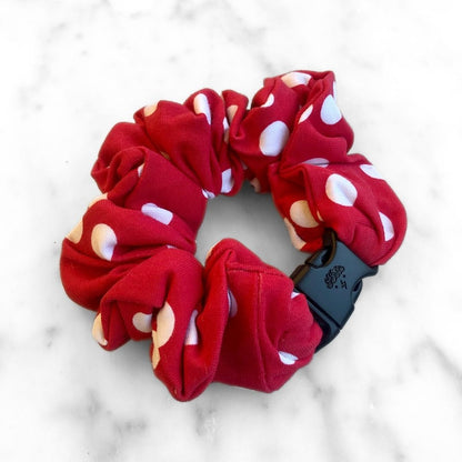 Retro Polka Dot Red Buckle Scrunchie - No Snagging, No Tangles