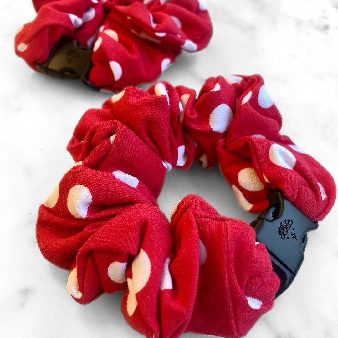 Retro Polka Dot Red Buckle Scrunchie - No Snagging, No Tangles