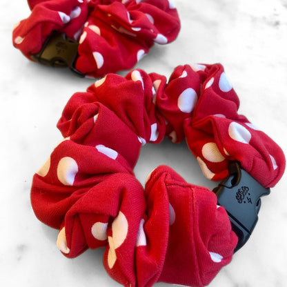 Retro Polka Dot Red Buckle Scrunchie - No Snagging, No Tangles