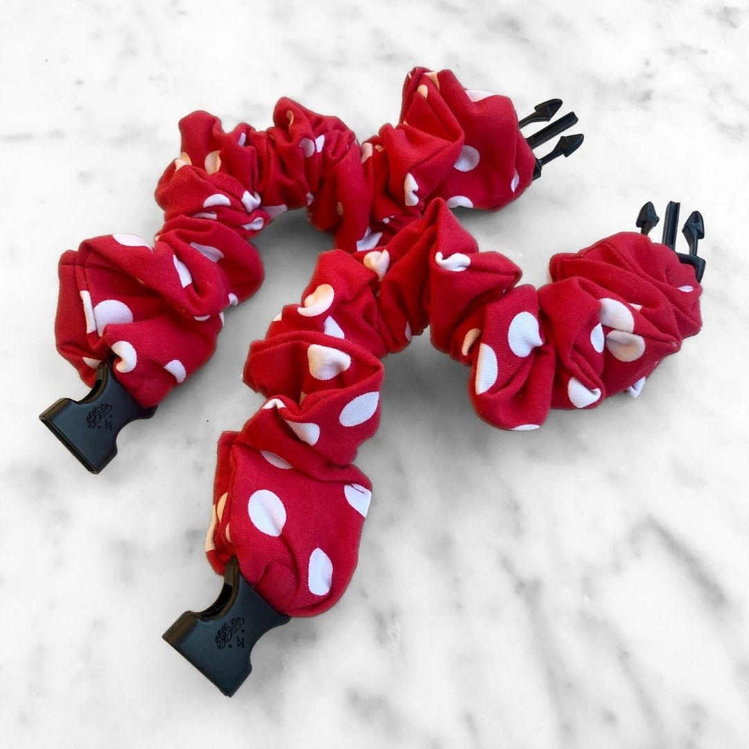 Retro Polka Dot Red Buckle Scrunchie - No Snagging, No Tangles