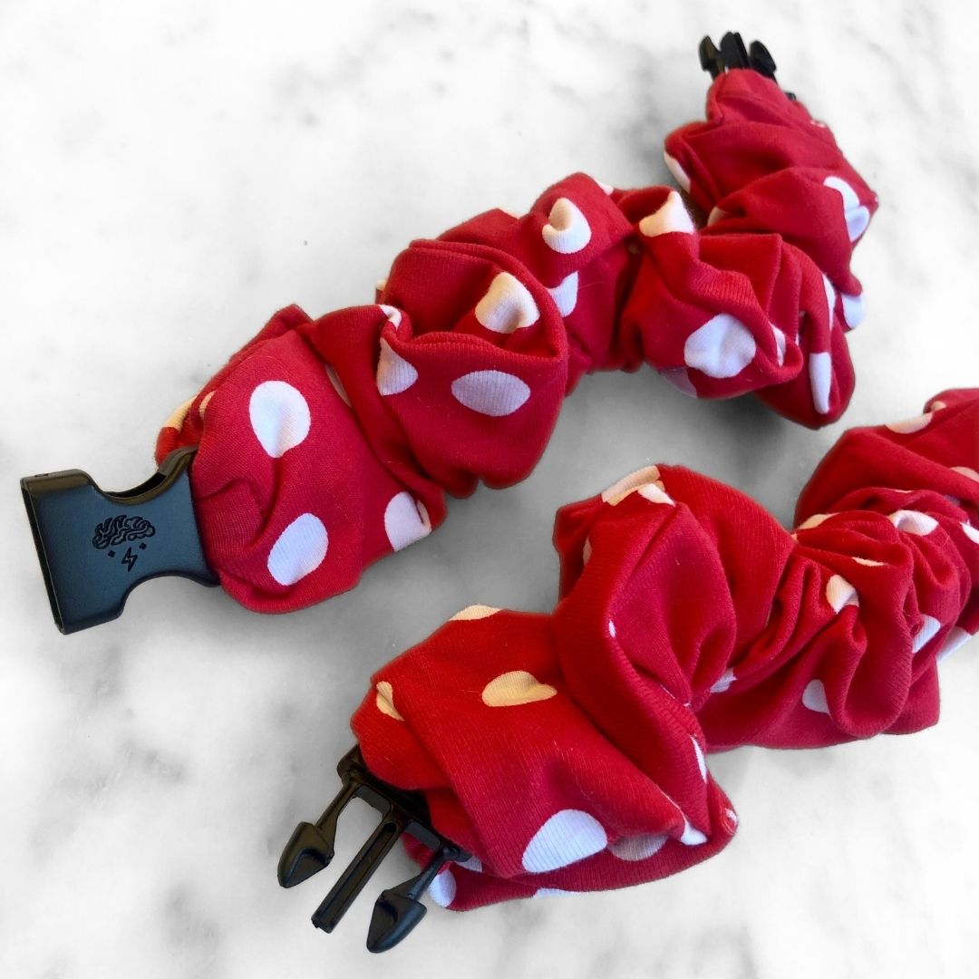 Retro Polka Dot Red Buckle Scrunchie - No Snagging, No Tangles