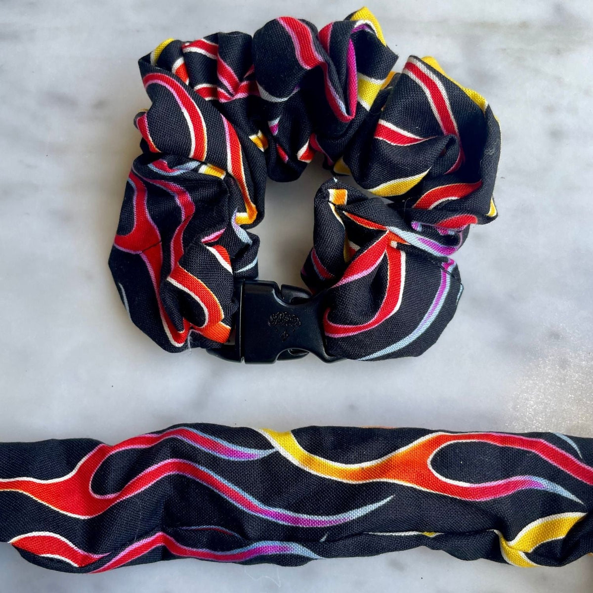 Hidden Flames Buckle Scrunchie - No Snagging, No Tangles