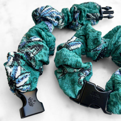 Tropic Teal Floral Buckle Scrunchie - No Snagging, No Tangles