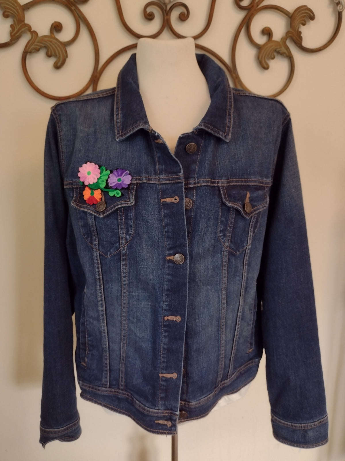 up-cycled Jean jacket, cactus theme