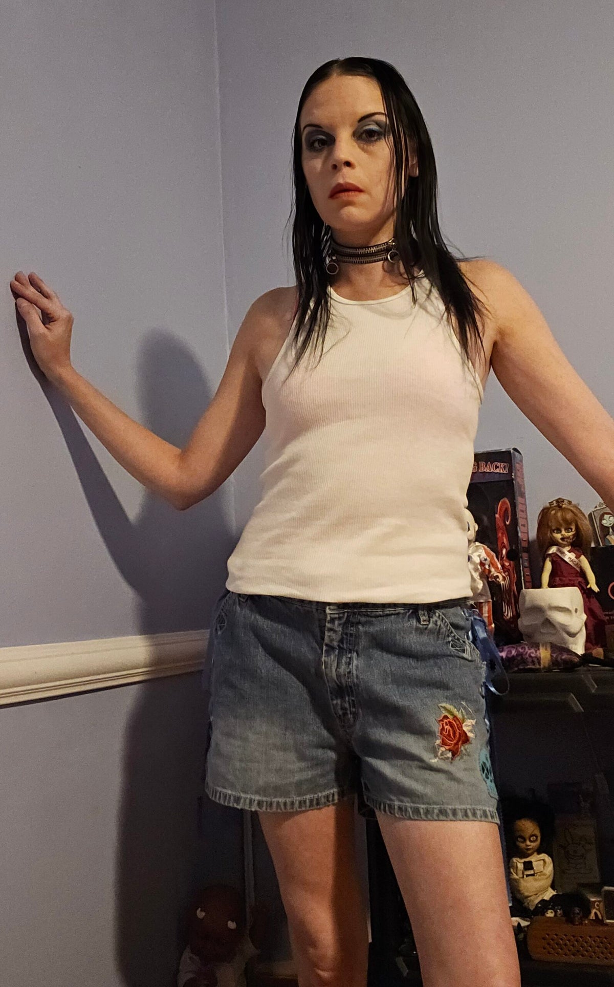 Upcycled Skull and Rose Lace Up Pants - 9/10
