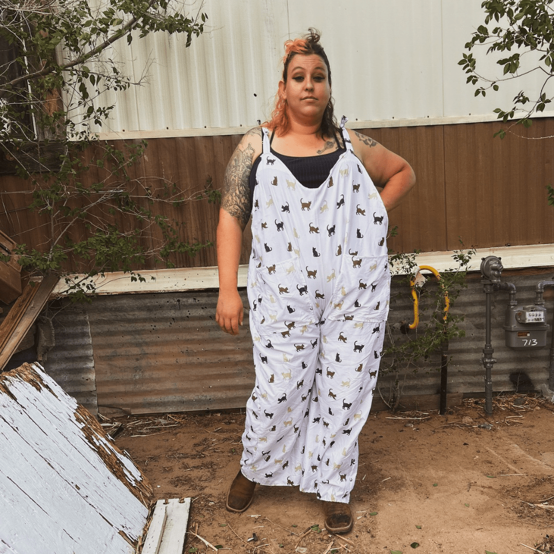 Upcycled Cat Print Jumpsuit by The Modern Alien, photo 3
