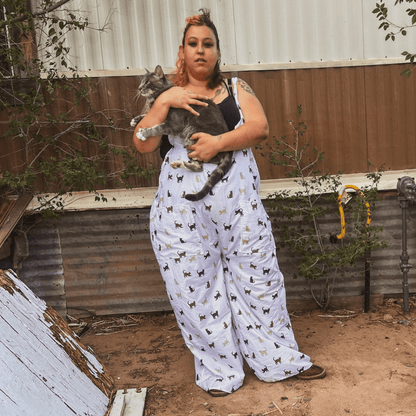 Upcycled Cat Print Jumpsuit by The Modern Alien