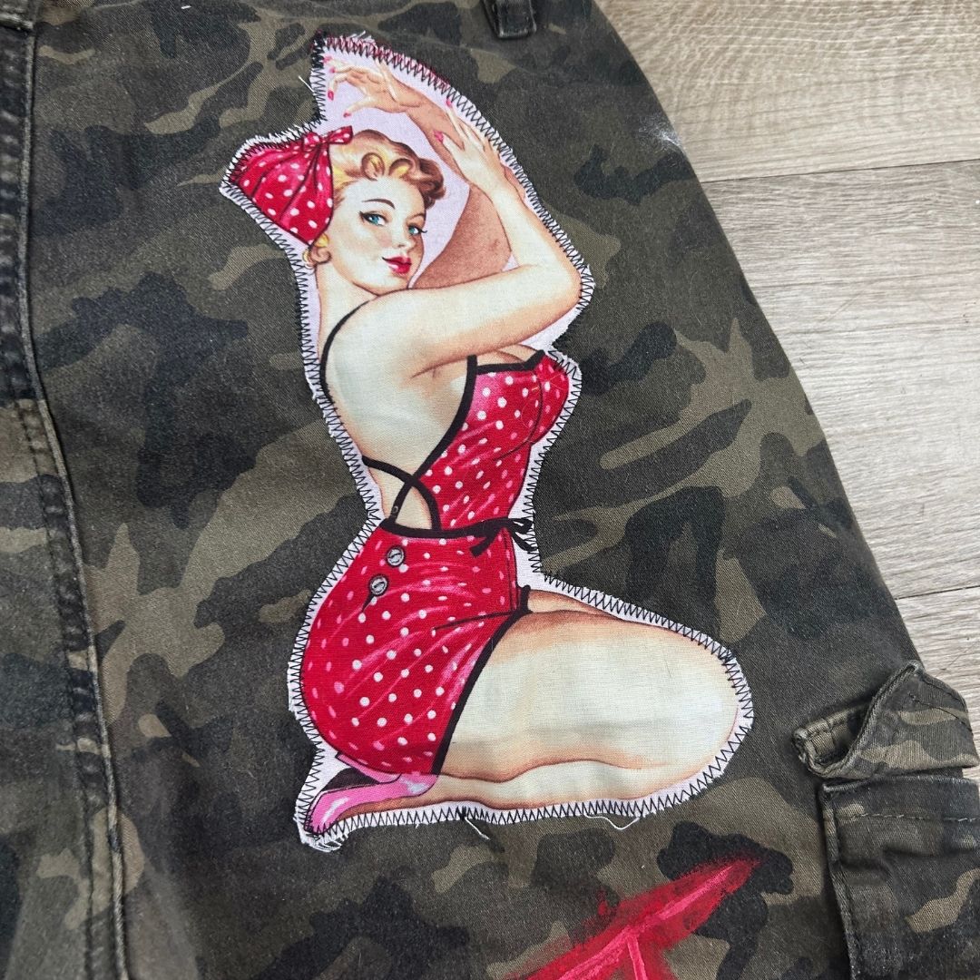 Custom Camo Cargo Pants – Hand-Painted & Patchwork