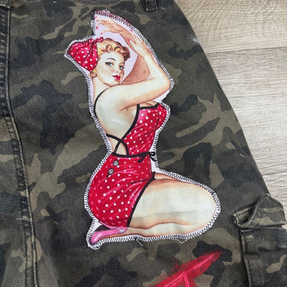 Custom Camo Cargo Pants – Hand-Painted & Patchwork