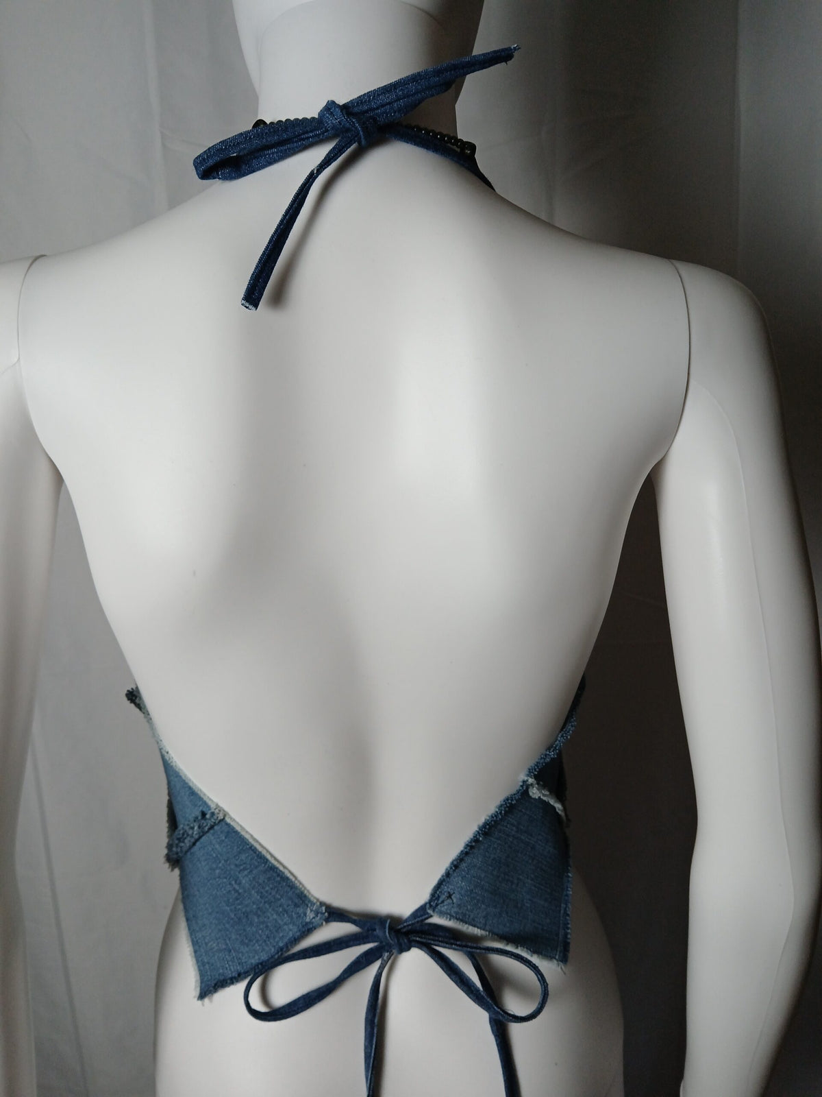 Sexy festival halter with long ties has an open back