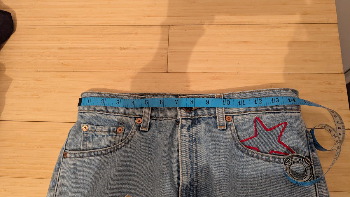 Patchwork Star Jeans- Light Wash Levi's with Handmade Star Patches