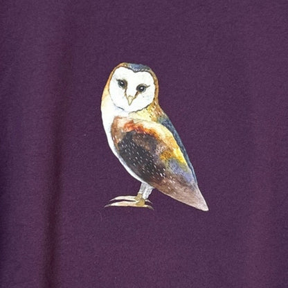 Woodland Owl Hand Printed Purple Sweatshirt by Revyntage, photo 2