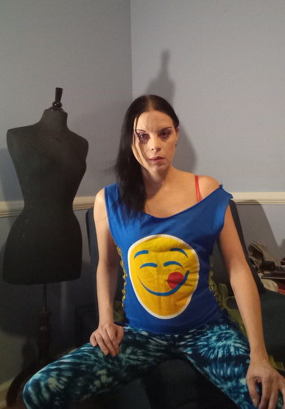Upcycled Emoji Lace Up Shirt - M
