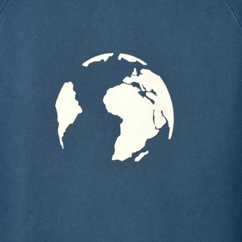 Upcycled Hand Printed Womens XL Save The Earth World Long Sleeve Crew Sweatshirt