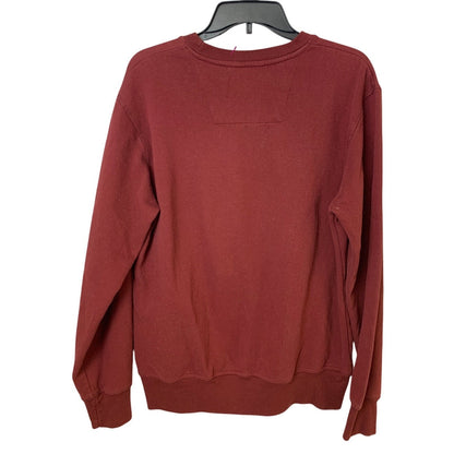 Upcycled Hand Printed Mens Medium Red Save Planet Earth Crew Neck Sweatshirt