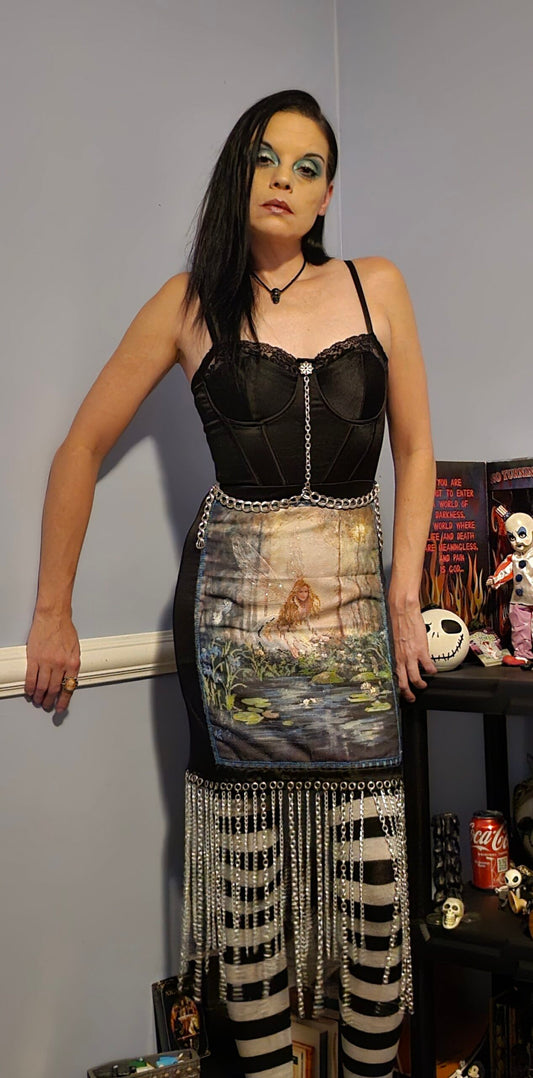 Upcycled Fairy Chain Fringe Dress - S