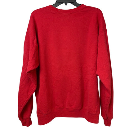Upcycled Hand Printed Womens Size Large Red Auntie Aunt Crew Neck Sweatshirt