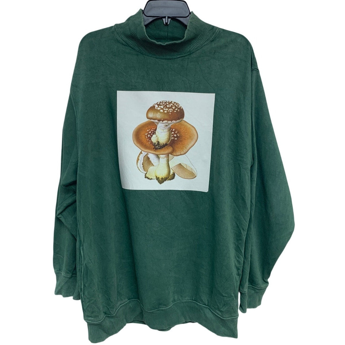 Upcycled Hand Printed Womens Medium Spodoleucus Oyster Mushroom Sweatshirt