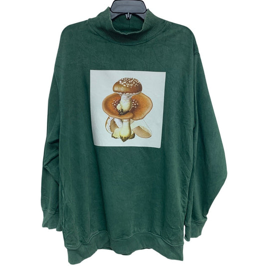 Upcycled Hand Printed Womens Medium Spodoleucus Oyster Mushroom Sweatshirt
