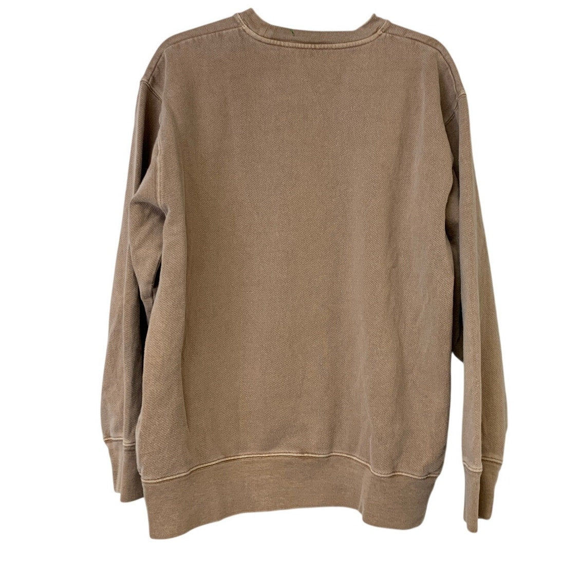 Poinsettia Flower Hand Printed Tan Sweatshirt by Revyntage, photo 3