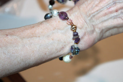 Purple Haze and Flowers Multi Layer Bracelet