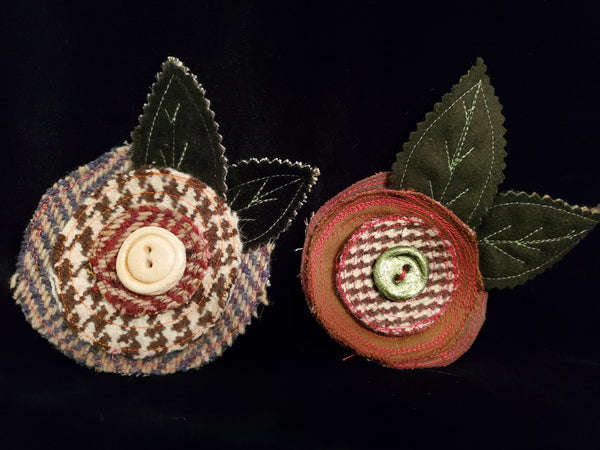 Tweed Flower Corsage Magnetic Pin in 2 Colors