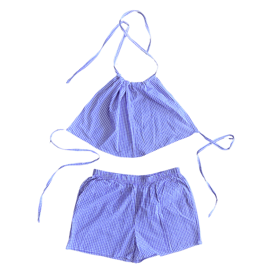 Upcycled Purple Gingham Halter Set by The Modern Alien