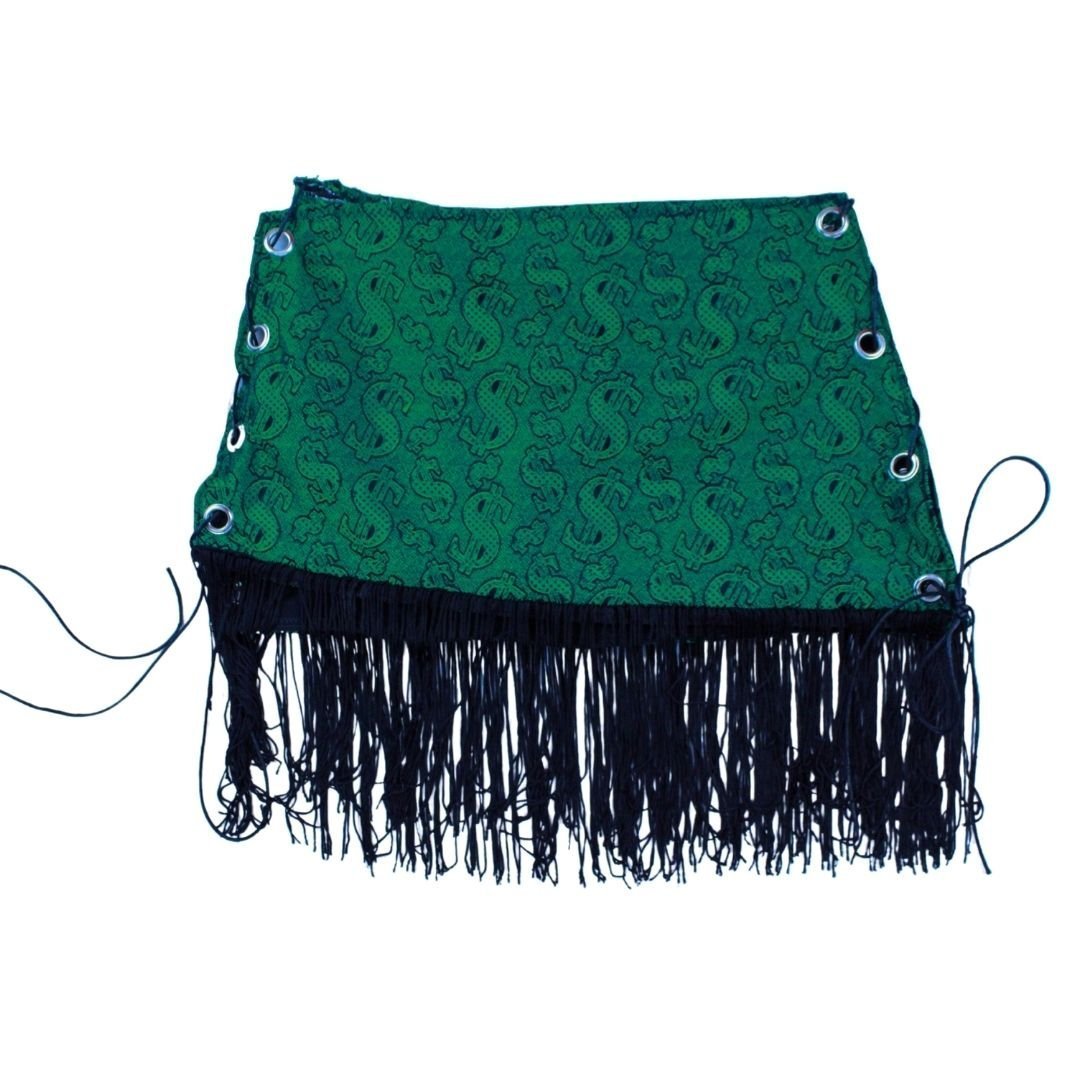 Money Talks Green Fringe Skirt Set by The Modern Alien, photo 7