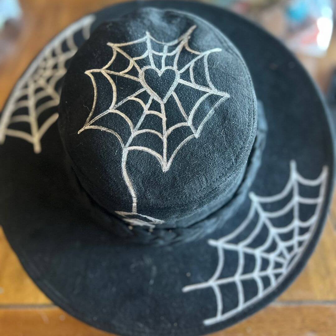 Heart Web Hand-Painted Cowboy Hat | Gothic Western Style