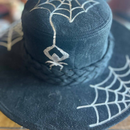 Heart Web Hand-Painted Cowboy Hat | Gothic Western Style