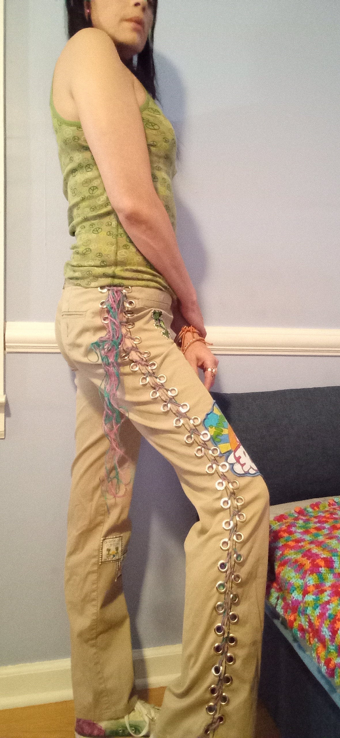Upcycled Hippie Lace Up Pants - 2/31"