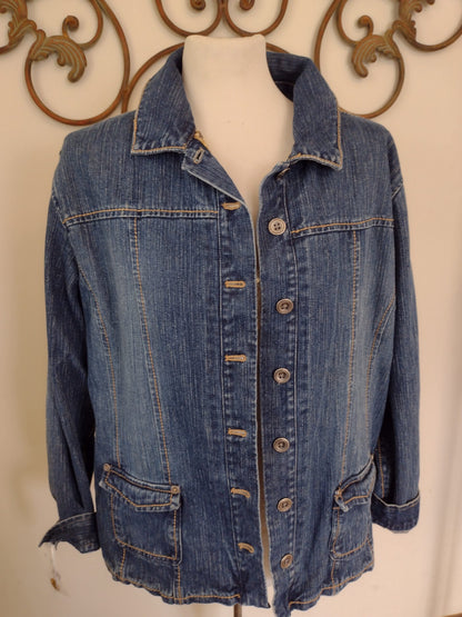 Up-cycled Re-designed jean jacket southwest equestrian theme